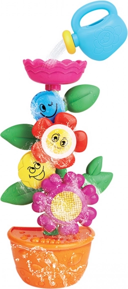 Flower bath water toy with baby watering can