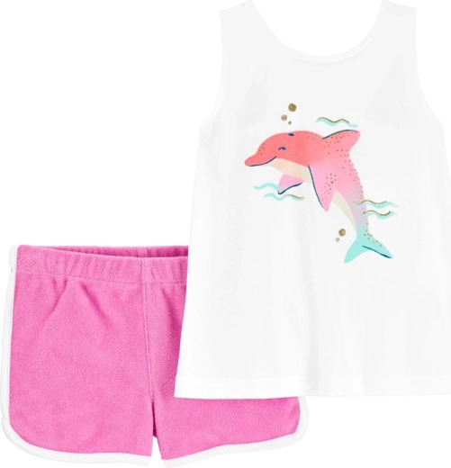 Carter's divdaļīgs komplekts: krekliņš un šorti Pink dolphin meitenītei (9 m)