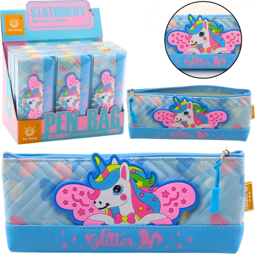 Device for writing supplies with blue unicorn