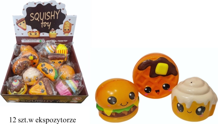 Foam food-shaped squishy stress reliever with eyes - 1 piece