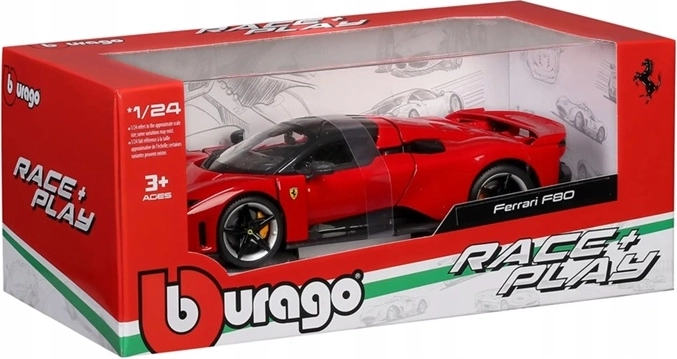 BBU Ferrari F80 auto modelis 1:24 rosso corsa (sarkans)