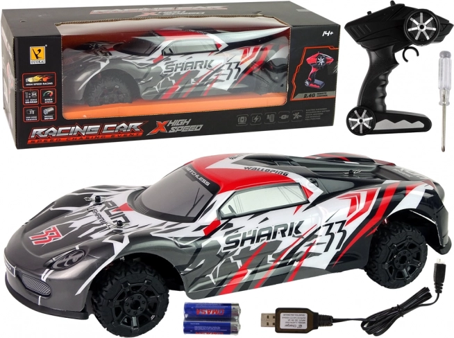 RC sporta auto 1:8 pelēks un balts SHARK