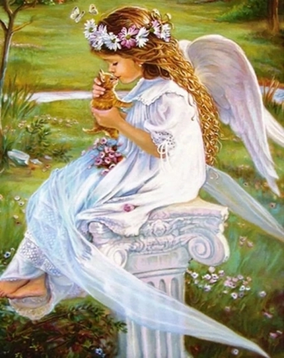 Norimpex Paint by Numbers Angel with a Red-haired Cat 40 × 50 cm