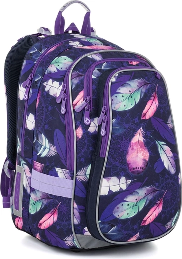 Topgal LYNN school backpack – purple feathers