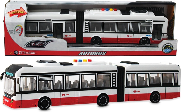 City Service Car locītais autobuss 1:16 sarkans ar skaņām un inerces piedziņu