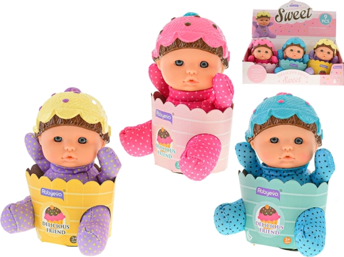 Bērniņš groziņā ar mīkstu ķermenīti 15 cm, 3 krāsas