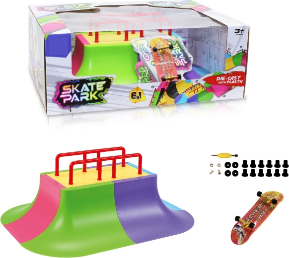 Modulārs skeitparka komplekts 6v1 ar multi-rail un fingerboardu