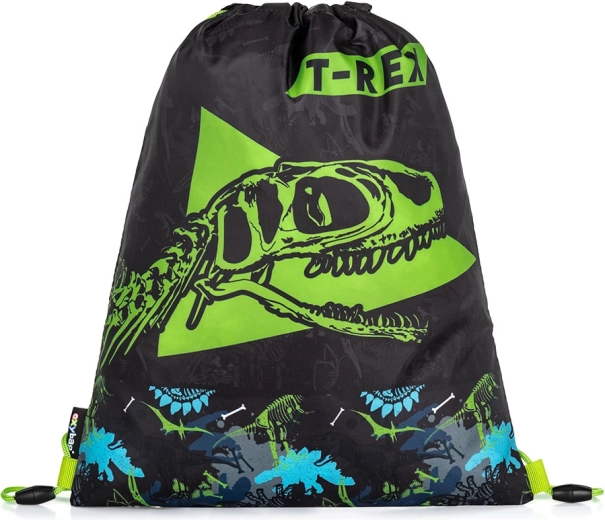 Drawstring gym bag with T‑Rex motif