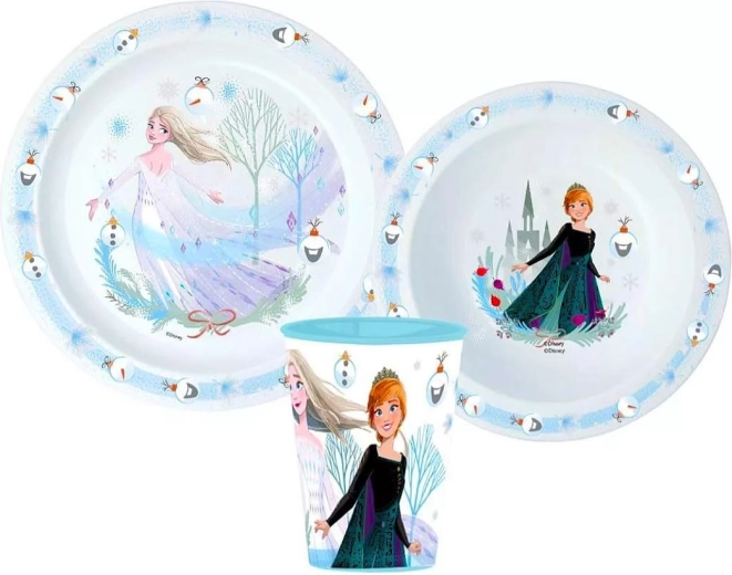 Plastmasas ēdamtrauku komplekts Frozen Ziemassvētki, 3 daļas