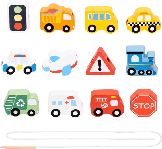 13 koka detaļas ar transporta tematiku