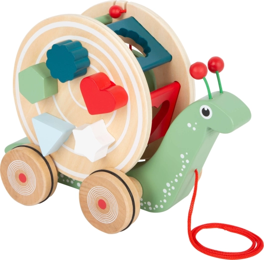 Wooden Pull-Along Snail with Shape Sorter Small Foot