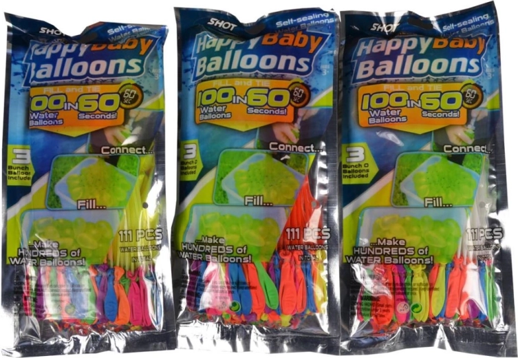 Ūdens baloni 25 cm – piepildīšana 111 gab. 60 sekundēs