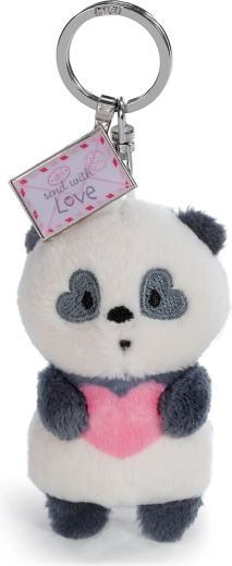 Super-soft panda with a pink heart