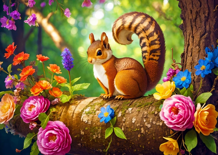 Enjoy Blooming Squirrel Puzzle 1000 Pieces