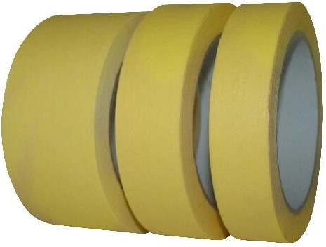 Krepēta maskēšanas lente 25 mm × 50 m, dzeltena līdz 60 °C