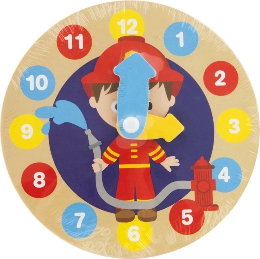 My First Wooden Clock Firefighters 14 cm