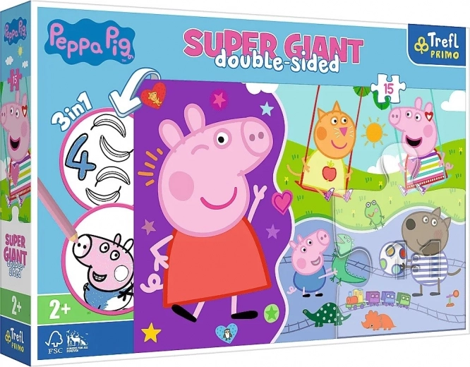 Giant Puzzle 15 Pieces – Discover the Cheerful PEPPA PIG