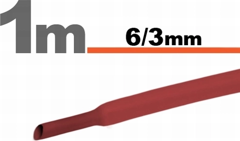 Sarkana termosarūkošā caurulīte 6/3 mm