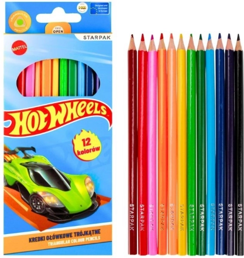 Hot Wheels krāsainie zīmuļi, 12 krāsas