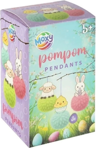 Lieldienu piekaramie dekori ar pomponiem, 3 gab.