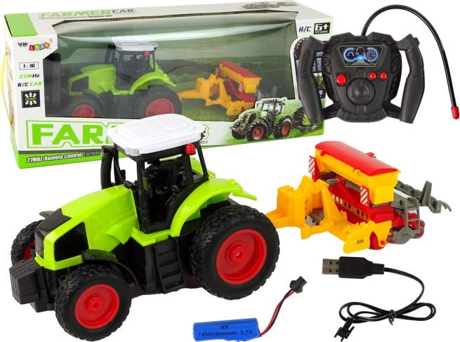 Bērnu RC traktors ar presi 1:16, zaļš