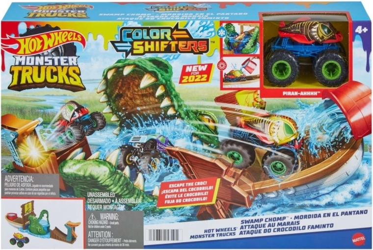 HOT WHEELS MONSTER TRUCKS Color Shifters – krokodila žokļu spēļu komplekts