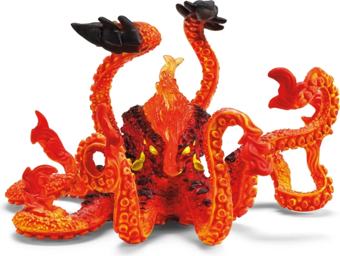 Ugunīgais krakens ar taustekļiem un piesūcekņiem
