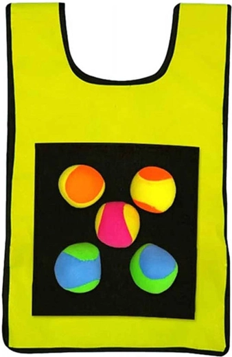 Merco Velcro sticky vest with 5 soft balls, yellow