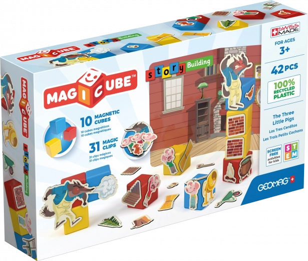 Geomag Magicube Trīs mazie sivēntiņi – magnētiskie klucīši un klipši