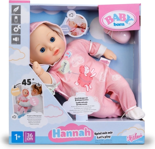 Baby Born Hannah – let’s play, doll 36 cm with bottle and pacifier
