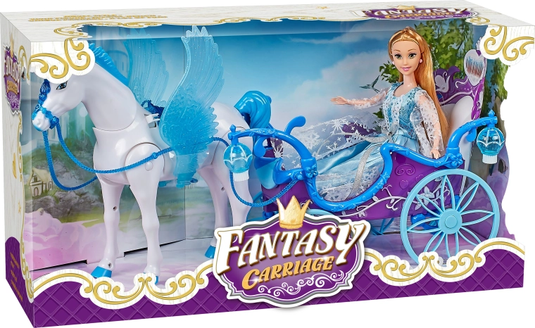 Maģisks zils pajūgs ar Pegasu un lelli ar gaismas un skaņas efektiem