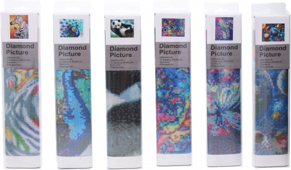 Radošais dimanta mozaīkas komplekts 30 × 40 cm – motīvu mikss