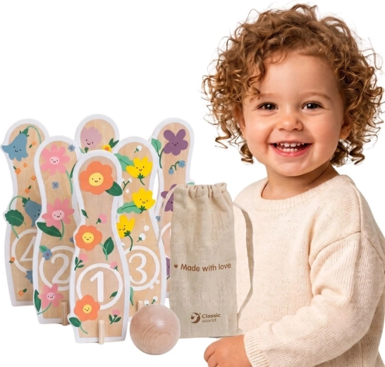 Wooden Skittles for Children Classic World with Ball