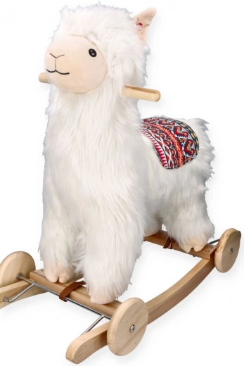 Rocking alpaca with wheels