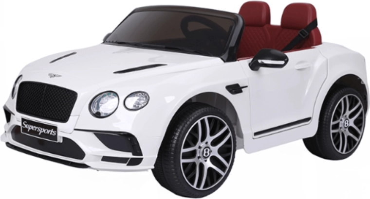 Elektriska bērnu automašīna BENTLEY Supersports, balta, 12 V, 2 motori