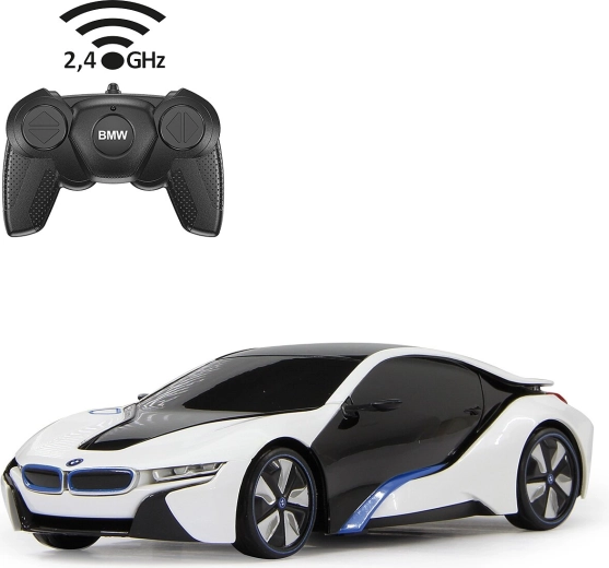 Tālvadības automobilis BMW i8 mērogā 1:24, balts