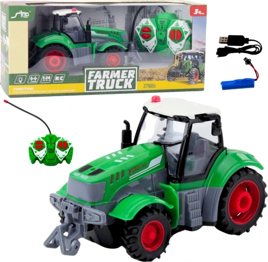 Zaļš tālvadības traktors 1:24
