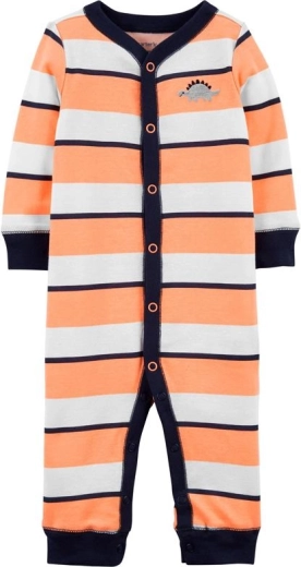 Carter's cotton footless snap Sleep & Play romper, orange stripes, size 56