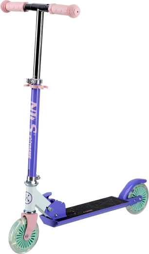 Bērnu salokāms skrejritenis NILS Extreme ar LED riteņiem, violets