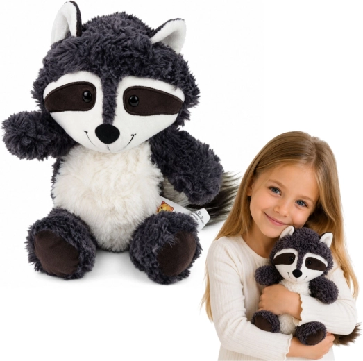 Plush raccoon, white and gray, 25 cm