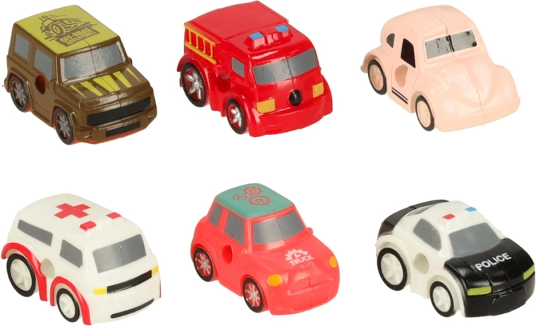 Six toy cars for immediate play