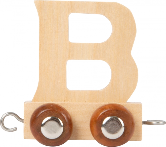 Small foot wooden rail car with letter B for wooden train set