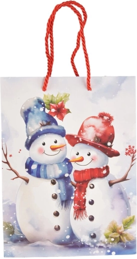 Dāvanu papīra maisiņš ar ziemas motīvu – sniegavīrs 18 × 10 × 23 cm