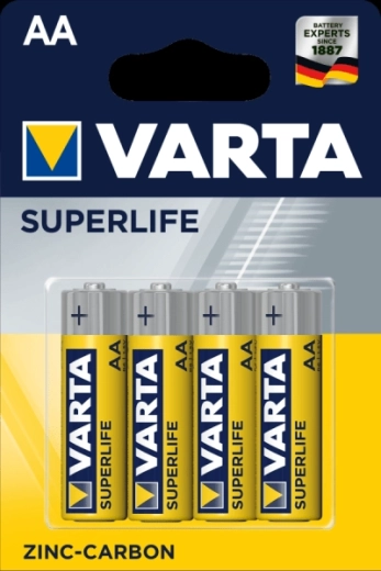 Varta Superlife AA zinc-carbon batteries 1.5 V, blister pack of 4