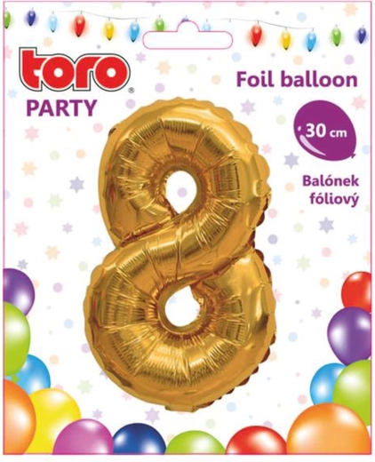 Folijas balons cipars 8, 30 cm, zelta TORO