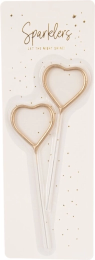 Gold heart-shaped sparklers 16.5 cm (2 pcs)