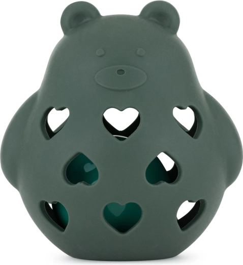 PETITE&MARS silicone toy with rattle teddy bear Bear Basil misty green