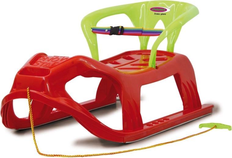 Snow Play bērnu plastmasas kamanas Snow Star 90 cm sarkanas ar atzveltni