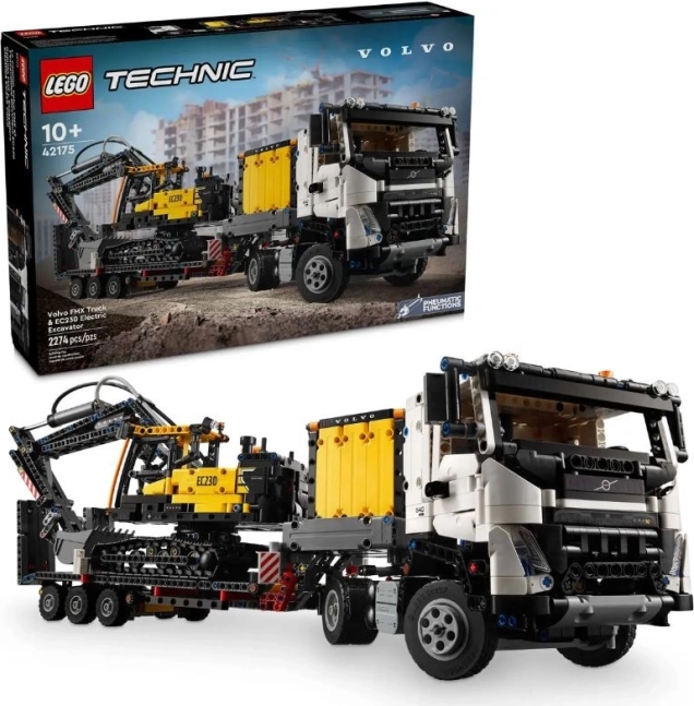 Lego Technic Volvo FMX kravas automašīna un EC230 Electric ekskavators