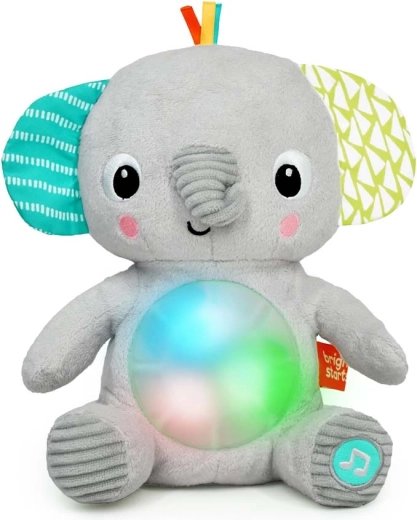 Bright Starts plīša mirdzošs muzikālais zilonītis Hug‑a‑Bye Baby